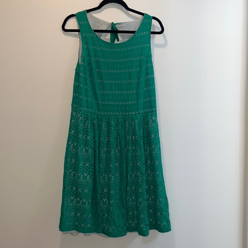 MIDI ANTHROPOLOGY GREEN DRESS